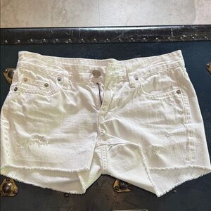 J. Crew White Distressed Denim Jean Shorts